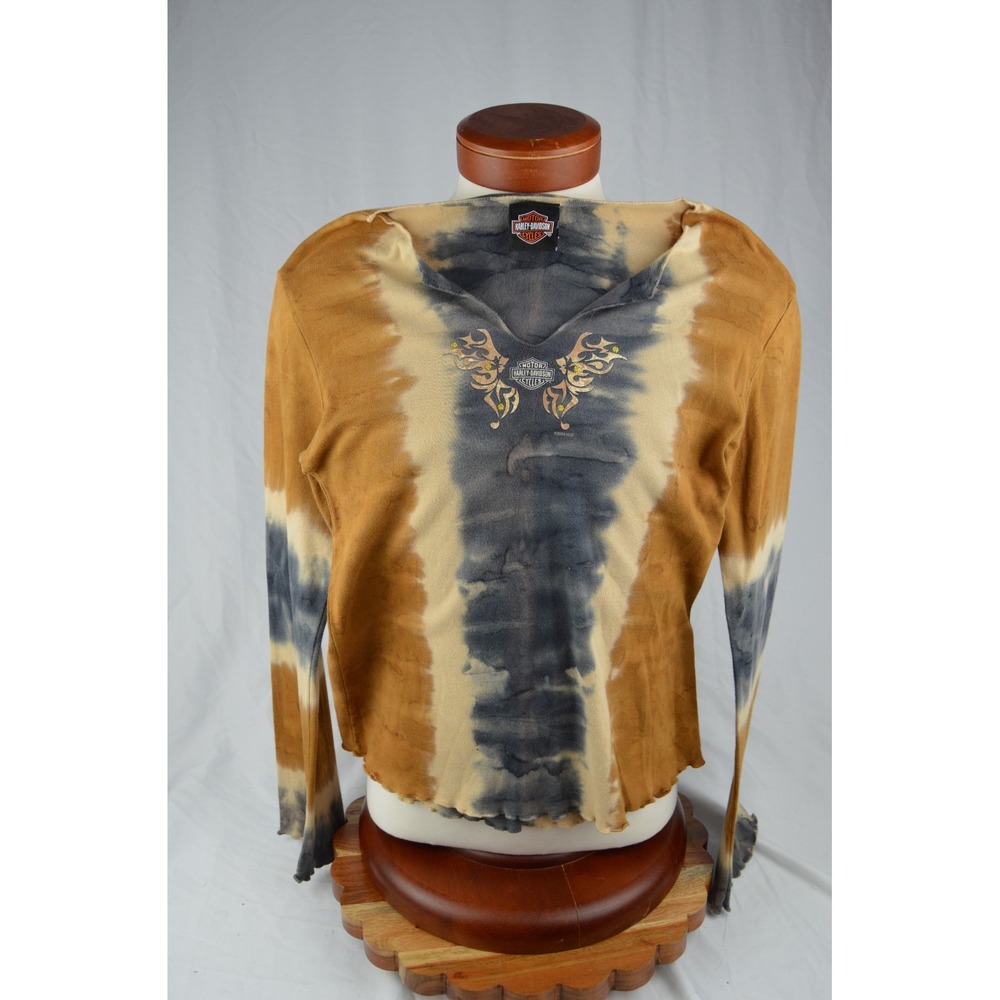 Vintage Harley-Davidson Tie-Dye Butterfly Long Sleeve Top T-Shirt - Size Medium